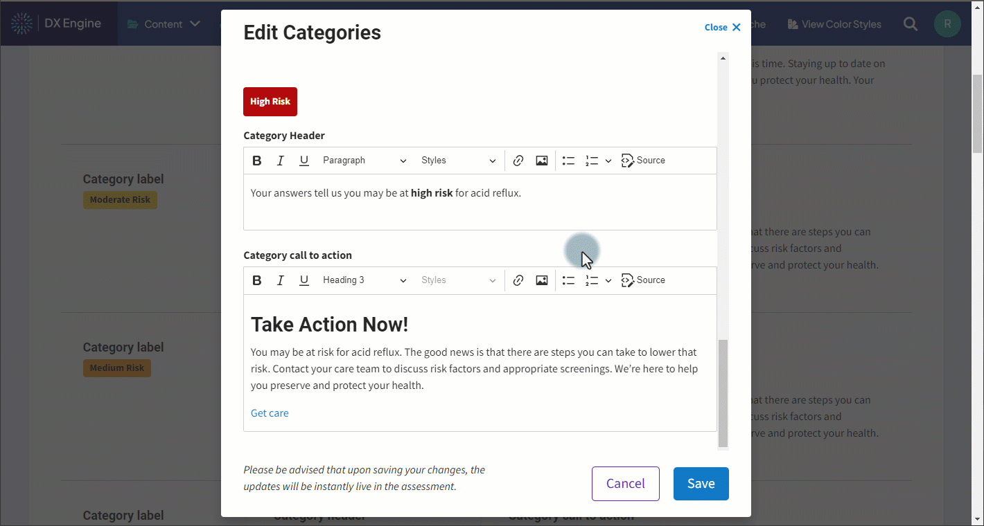 Demonstration of selecting a link and applying a button style